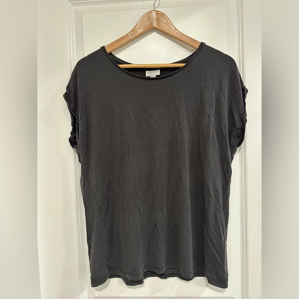 Aware by Vero Moda Black Charcoal Short Sleeve Top Tencel